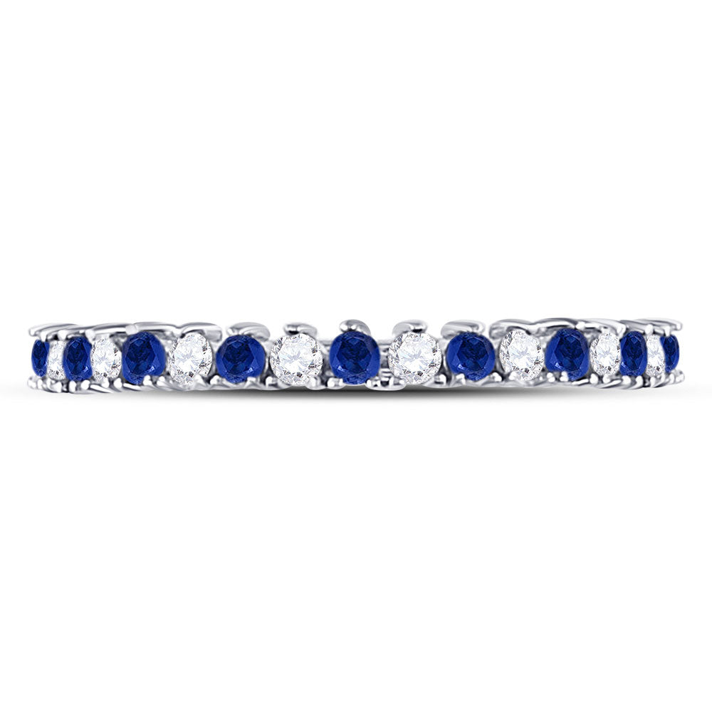 10K White Or Rose Gold Womens Round Ruby Diamond Stackable Band Ring 1/4 Cttw, Womens Size: 5-10