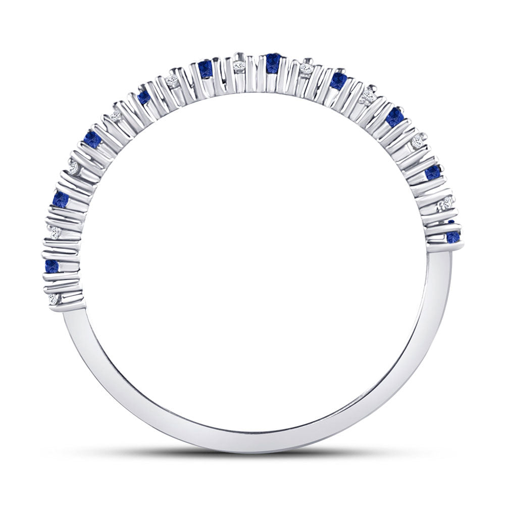 10K White Or Rose Gold Womens Round Ruby Diamond Stackable Band Ring 1/4 Cttw, Womens Size: 5-10