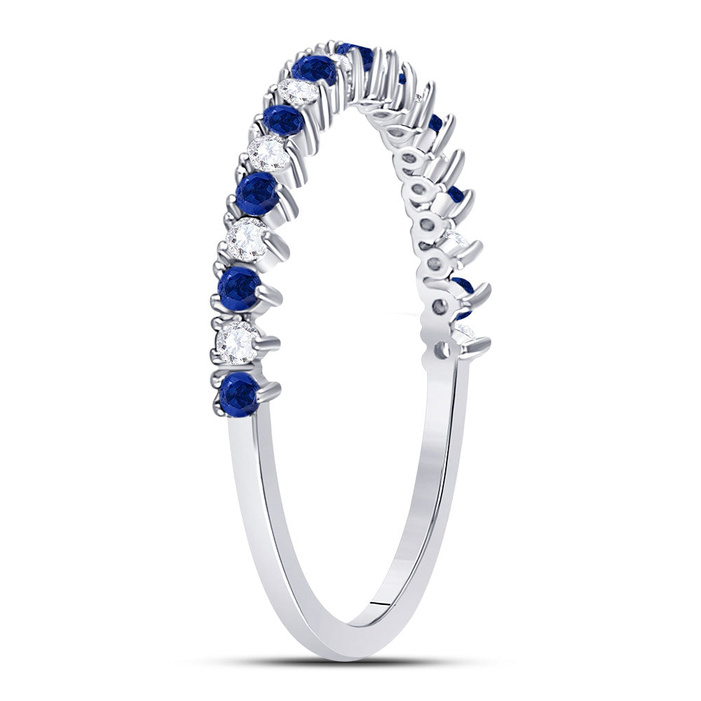 10K White Or Rose Gold Womens Round Ruby Diamond Stackable Band Ring 1/4 Cttw, Womens Size: 5-10