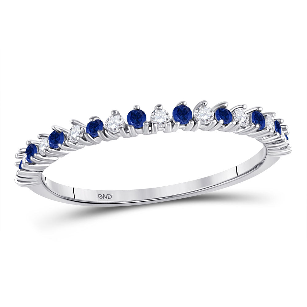 10K White Or Rose Gold Womens Round Ruby Diamond Stackable Band Ring 1/4 Cttw, Womens Size: 5-10