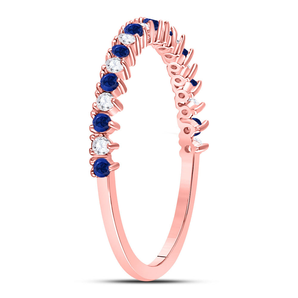 10K White Or Rose Gold Womens Round Ruby Diamond Stackable Band Ring 1/4 Cttw, Womens Size: 5-10