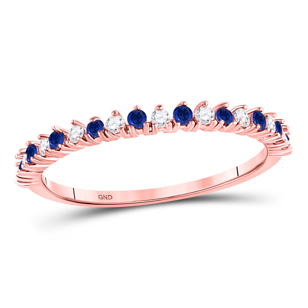 10K White Or Rose Gold Womens Round Ruby Diamond Stackable Band Ring 1/4 Cttw, Womens Size: 5-10