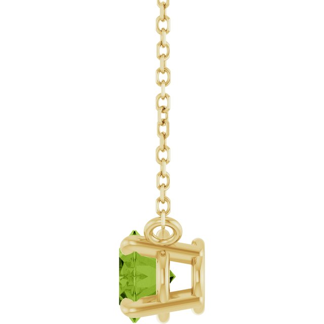 14K Yellow Gold Oval 18 In Polished Natural Gemstone 4-Claw Prong Necklace