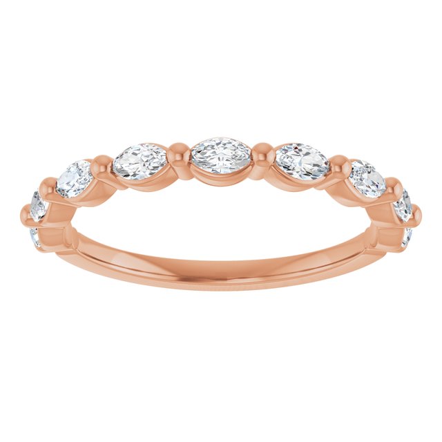 14K Rose Gold 3.5 X 2 Mm Marquise 4 Mm Si, Ghi Polished 1/2 Ctw Lab-Grown Diamond Matching Band, Size 7