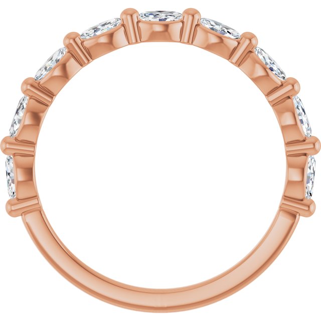 14K Rose Gold 3.5 X 2 Mm Marquise 4 Mm Si, Ghi Polished 1/2 Ctw Lab-Grown Diamond Matching Band, Size 7