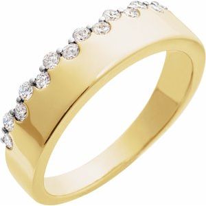 14K Yellow Gold Natural Diamond Round 1.7 Mm Polished 1/3 Ctw Natural Diamond Ring Size 7