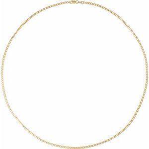 14K Yellow Gold Curb Chain, Length: 24 In, Width: 1.95 Mm