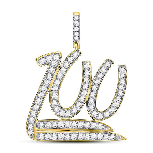 10K Yellow Gold Mens Round Diamond 100 Hundred Emoji Charm Pendant 1-1/4 Cttw