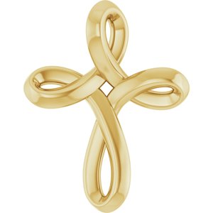 14K Yellow Gold 13.4 X 10.4 Mm Polished Freeform Cross Pendant