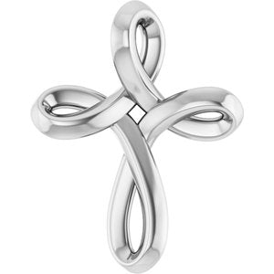 Sterling Silver 13.4 X 10.4 Mm Polished Freeform Cross Pendant