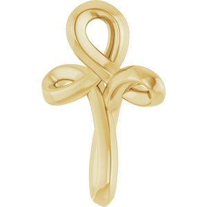 14K Yellow Gold 13.4 X 10.4 Mm Polished Freeform Cross Pendant