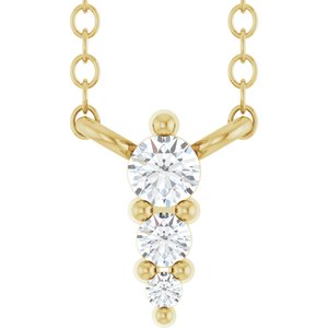 14K Yellow Gold 3-Stone Round 2 Mm Lab-Grown Diamond Si1-Si2, G-H 18 In Polished .05 Ctw Lab-Grown Diamond Graduated Bar Necklace