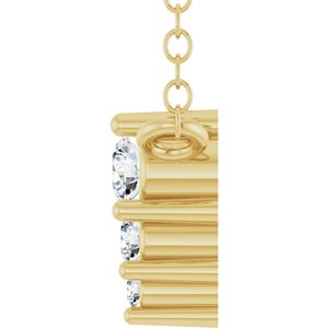 14K Yellow Gold 3-Stone Round 2 Mm Lab-Grown Diamond Si1-Si2, G-H 18 In Polished .05 Ctw Lab-Grown Diamond Graduated Bar Necklace