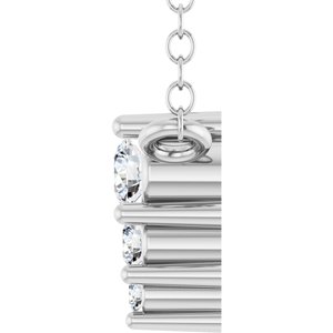 14K White Gold 3-Stone Round 2 Mm I1, G-H 18 In Polished .05 Ctw Natural Diamond Graduated Bar Necklace