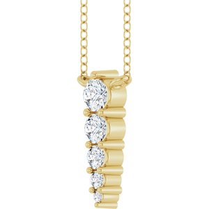 14K Yellow Gold 5-Stone Round 2.75 Mm Lab-Grown Diamond Si1-Si2, G-H 18 In Polished 1/5 Ctw Lab-Grown Diamond Graduated Bar Necklace