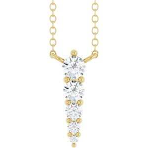 14K Yellow Gold 5-Stone Round 2.75 Mm Lab-Grown Diamond Si1-Si2, G-H 18 In Polished 1/5 Ctw Lab-Grown Diamond Graduated Bar Necklace