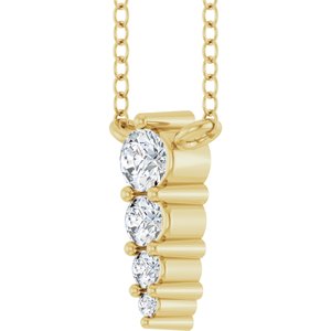 14K Yellow Gold 4-Stone Round 2.5 Mm Lab-Grown Diamond Si1-Si2, G-H 18 In Polished 1/8 Ctw Lab-Grown Diamond Graduated Bar Necklace