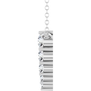 14K White Gold 5-Stone Round 2.75 Mm Si1-Si2, G-H 18 In Polished 1/5 Ctw Lab-Grown Diamond Graduated Bar Necklace