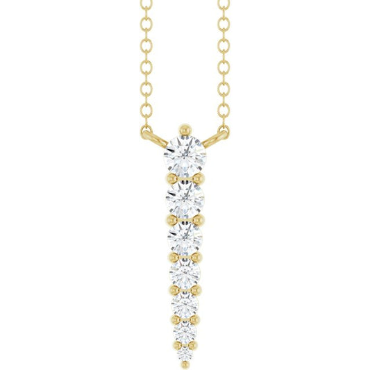 14K Yellow Or White Gold 7-Stone Round 2.75 Mm Si1-Si2, G-H 16 In Polished 1/4 Ctw Lab-Grown Diamond Graduated Bar Necklace