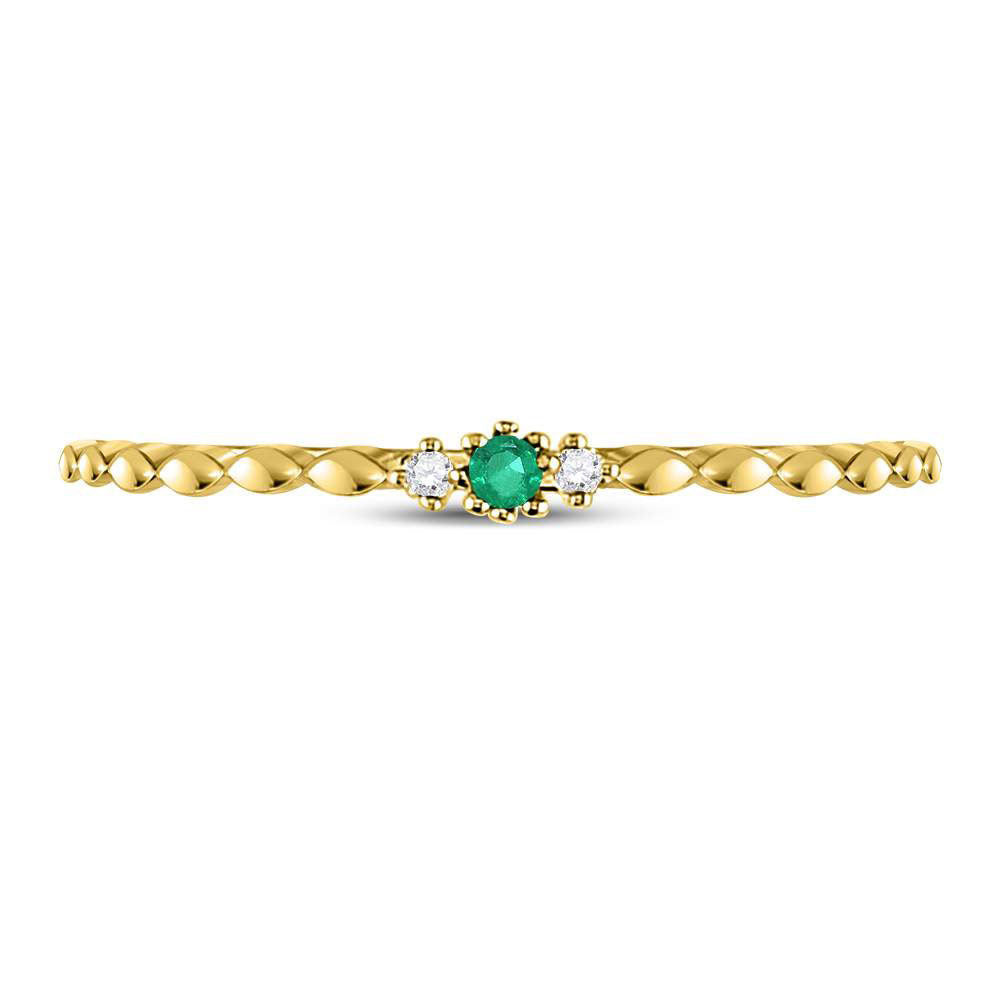 10K Rose Or Yellow Gold Womens Round Ruby Diamond Stackable Band Ring .03 Cttw, Womens Size: 5-10
