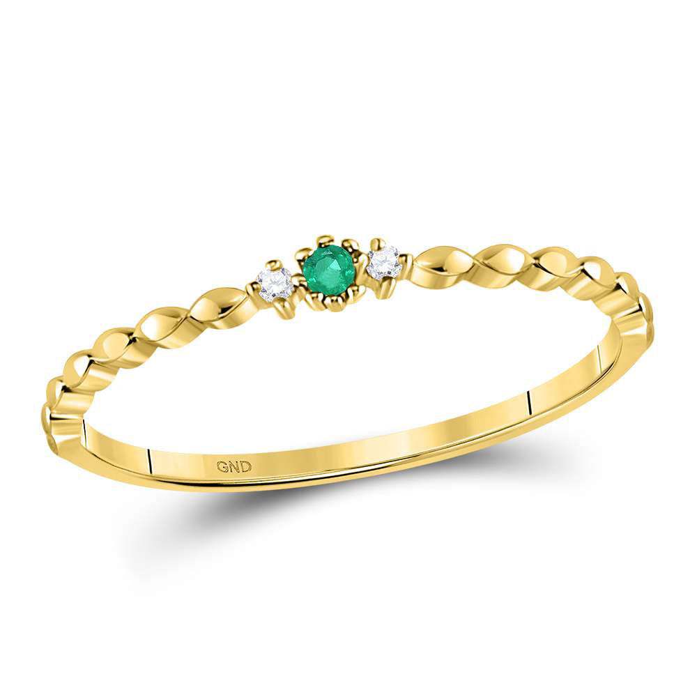 10K Rose Or Yellow Gold Womens Round Ruby Diamond Stackable Band Ring .03 Cttw, Womens Size: 5-10