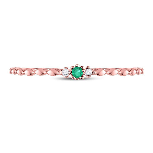 10K Rose Or Yellow Gold Womens Round Ruby Diamond Stackable Band Ring .03 Cttw, Womens Size: 5-10