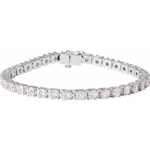 14K White Gold Round 3.65Mm G-H Si1-Si2 7 Ctw Lab-Grown Diamond Line Bracelet, Length: 7.25 In