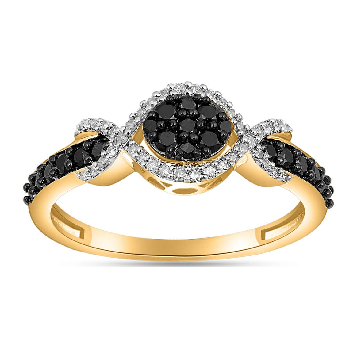 10K Yellow Or White Gold 0.43-0.44 Cttw Black Diamond Ladies Ring