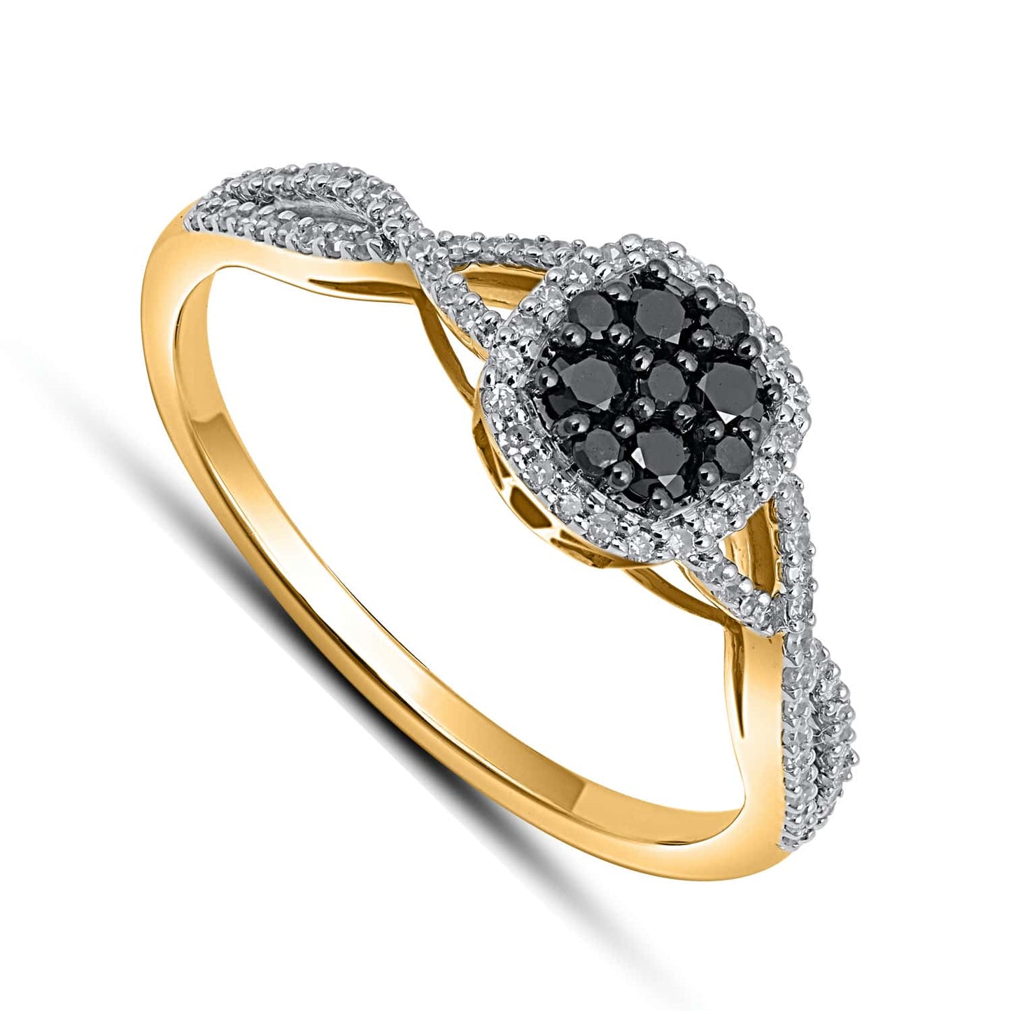 10K Yellow Gold 0.30-0.35 Cttw Black Diamond Ladies Ring