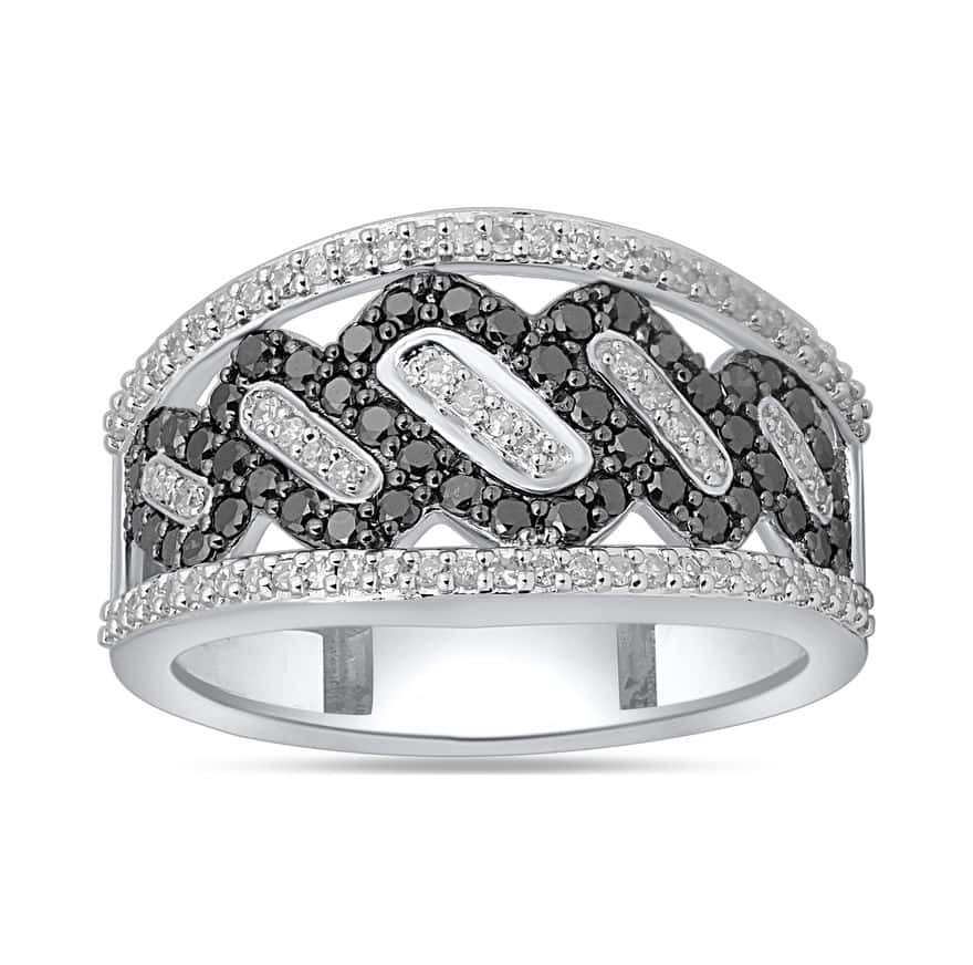 10K White Gold 0.74 Cttw Black Diamond Ladies Ring