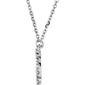 14K White Gold Initial Q Round G-H I1 1/6 Ctw Natural Diamond Necklace, Length: 16 In