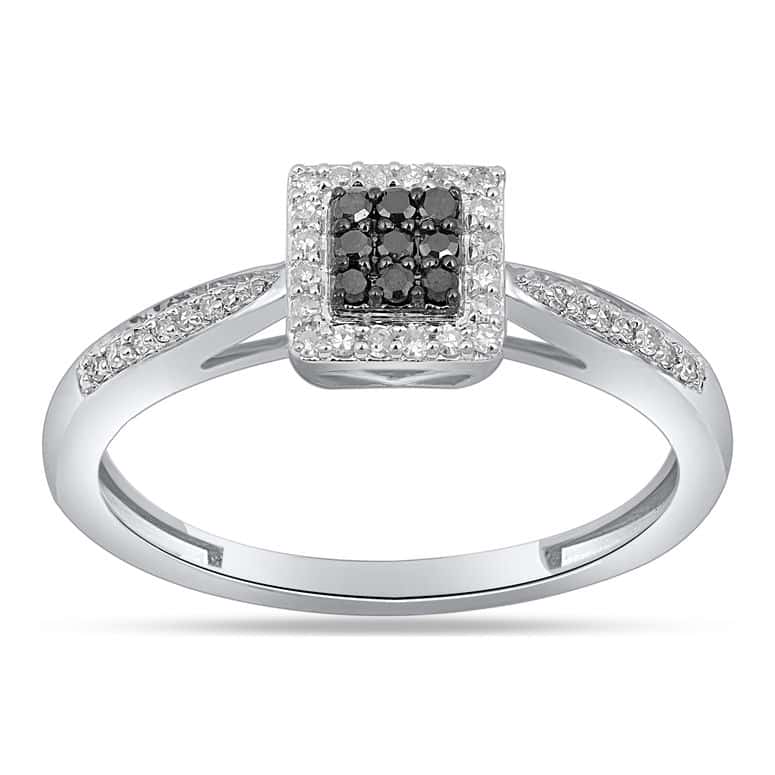 10K White Gold  0.16 Cttw Black Diamond Ladies Ring
