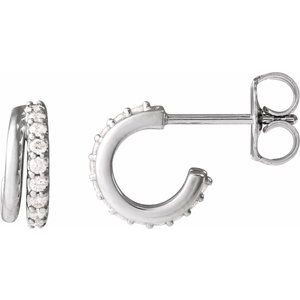 14K White Gold Round 1.2 Mm 1/6 Ctw Natural Diamond Hoop Earrings