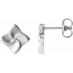 Sterling Silver 10 X 10 Mm Pair Friction Backs Included Polished Swirl Stud Earrings