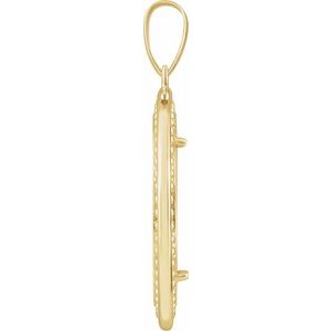 14K Yellow Gold 19 Mm Tab Back Polished Milgrain Coin Frame Bezel Pendant