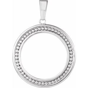 Sterling Silver 19 Mm Tab Back Polished Milgrain Coin Frame Bezel Pendant