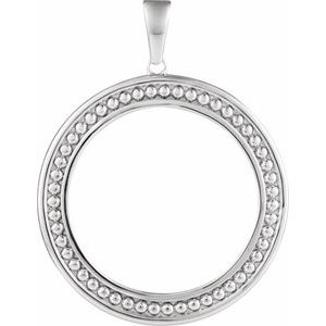 Sterling Silver 24.1 Mm Tab Back Polished Milgrain Coin Frame Bezel Pendant