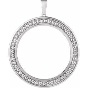 Sterling Silver 30.5 Mm Tab Back Polished Milgrain Coin Frame Bezel Pendant
