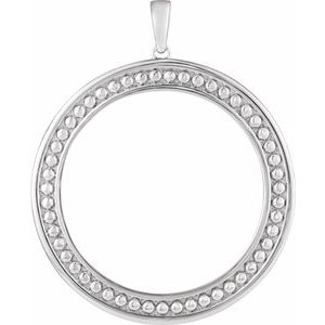 Sterling Silver 38.2 Mm Tab Back Polished Milgrain Coin Frame Bezel Pendant