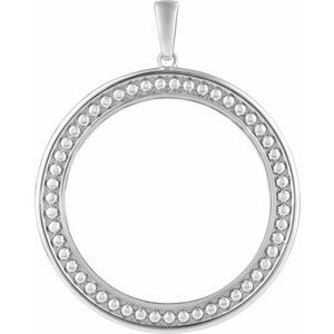 Sterling Silver 40.6 Mm Tab Back Polished Milgrain Coin Frame Bezel Pendant
