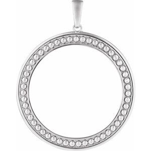 Sterling Silver 38.5 Mm Tab Back Polished Milgrain Coin Frame Bezel Pendant