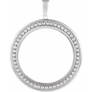 Sterling Silver 27.4 Mm Tab Back Polished Milgrain Coin Frame Bezel Pendant