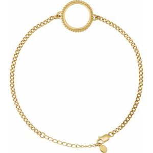 14K Yellow Gold Coin Frame Bezel Adjustable 7-8 Bracelet Mounting 13x1 mm Coin