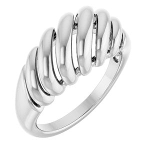 14K White Gold 8 Mm Polished Dome Ring Size 7