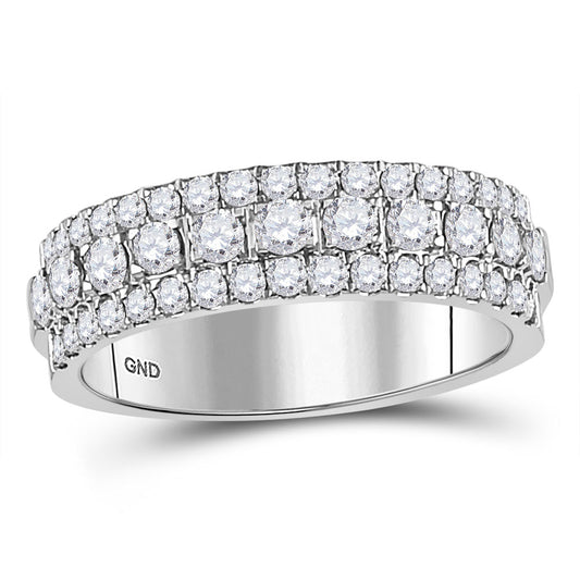 10K Yellow Or White Gold  Womens Round Diamond Triple Row Comfort Wedding Band 1 Cttw, Womens Size: 5-10