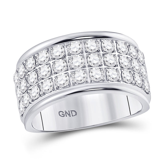 10K White Gold Womens Round Diamond Triple Row Band Ring 1-1/2 Cttw, Womens Size: 5-10