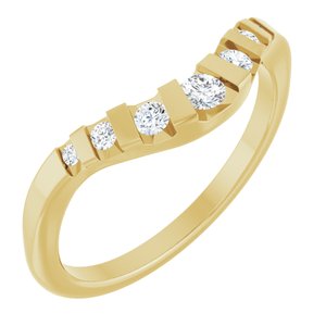 14K Yellow Gold Round Polished 1/6 Ctw Natural Diamond Channel-Set Contour Band Size 7