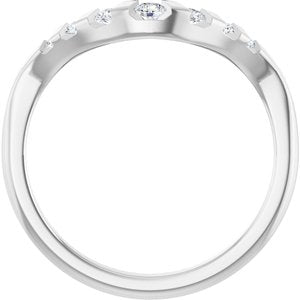 14K White Gold Round Polished 1/6 Ctw Lab-Grown Diamond Channel-Set Contour Band Size 7