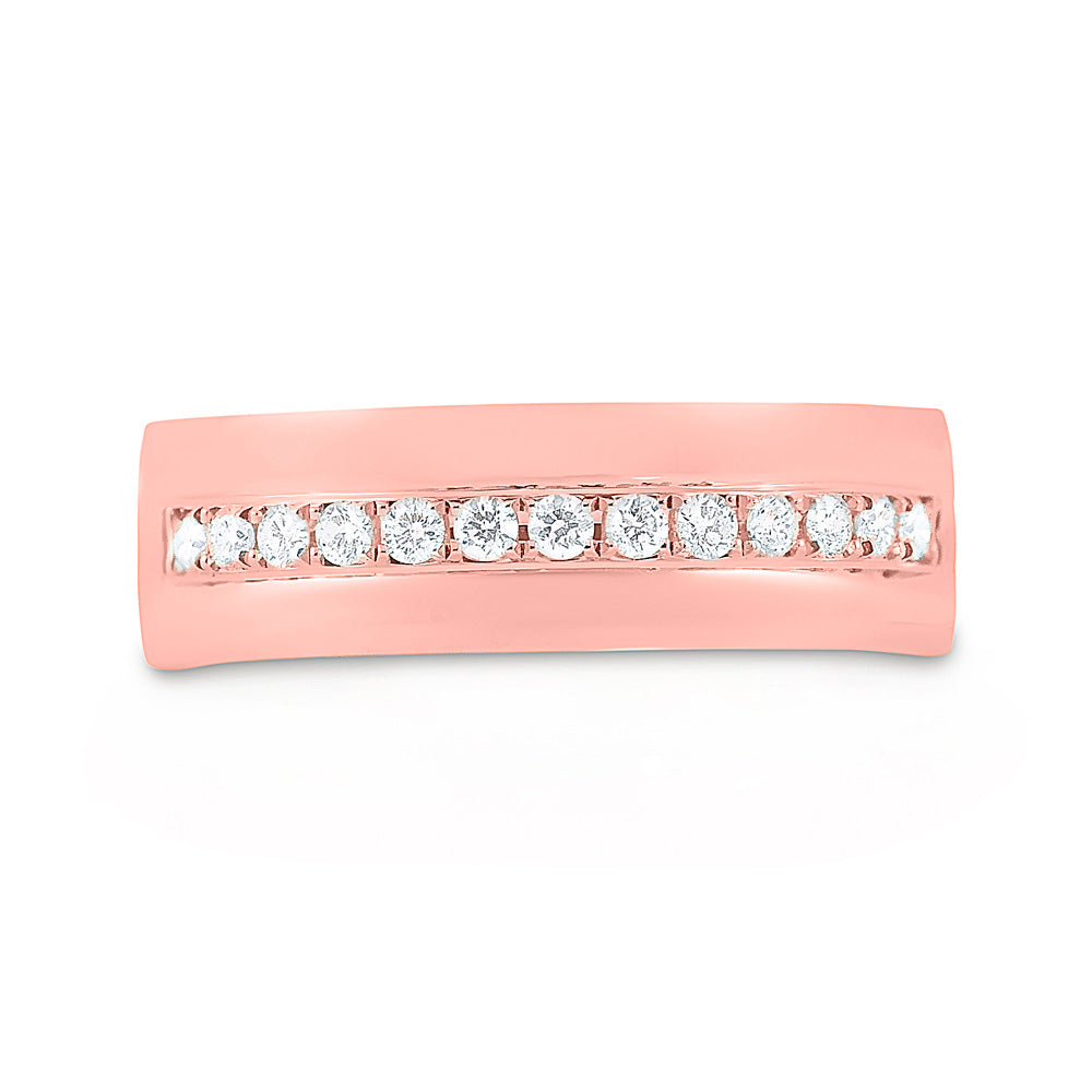 14K Yellow Or White Or Rose Gold Mens Round Diamond Wedding Single Row Band Ring , Mens Size: 7-13