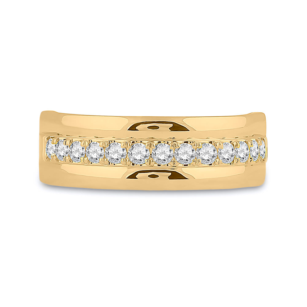 14K Yellow Or White Or Rose Gold Mens Round Diamond Wedding Single Row Band Ring , Mens Size: 7-13